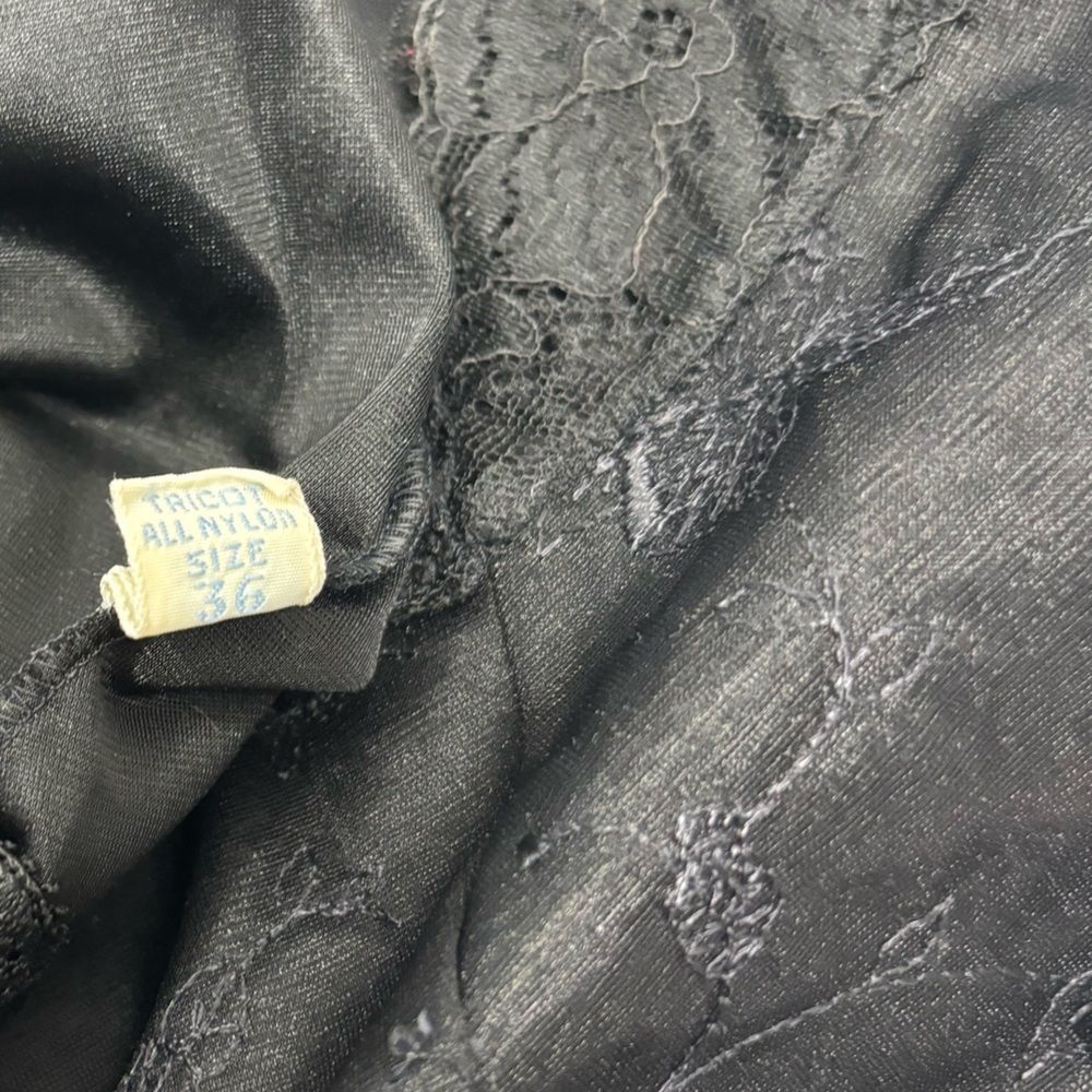 Vintage Vanity Fair Satin Lace Nightgown Slip Dress Black Size 36 - Picture 6 of 11